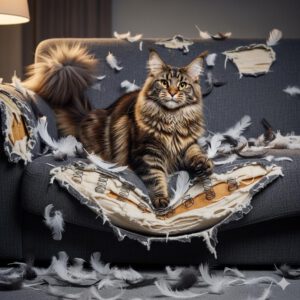 Maine Coon kapotte bank binnen