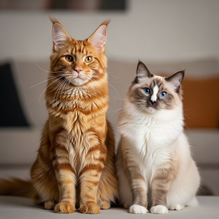 Wat is het verschil tussen een Maine Coon en een Ragdoll?